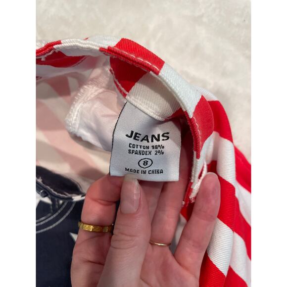 JEANS FASHION Women's American Flag Print Flare Jeans Size 8 Red/Blue White NWT - Picture 8 of 13